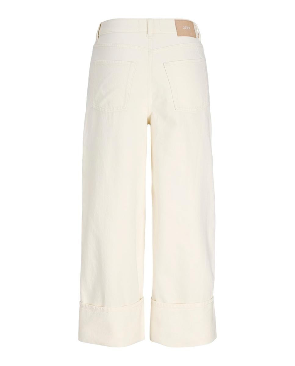 Jeans Wide Cropped com Cintura Subida Branco-7