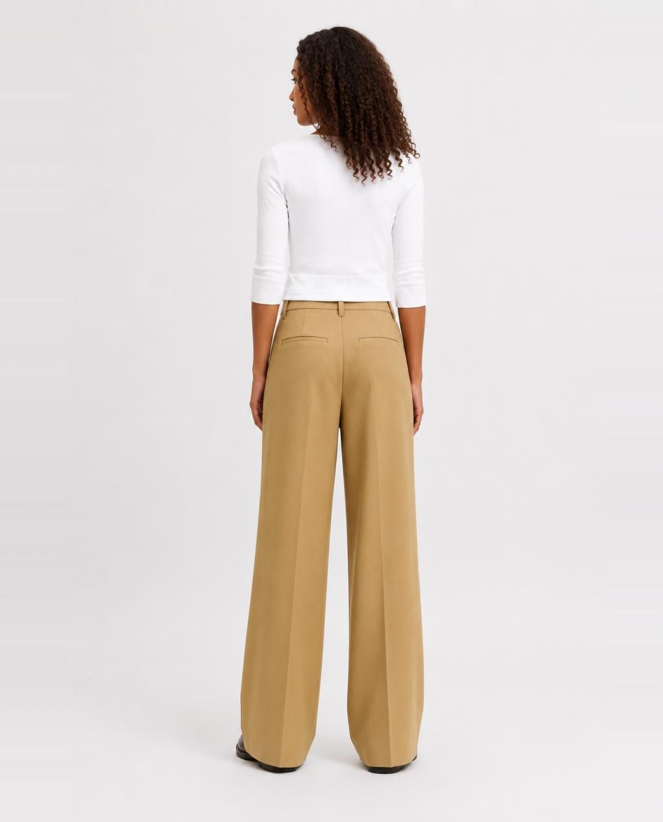 Pantalón de pinzas palazzo de mujer - Jack & Jones - Marrón claro Marrón claro-2