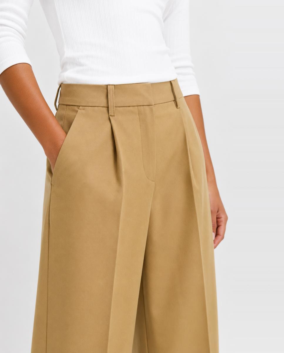 Pantalón de pinzas palazzo de mujer - Jack & Jones - Marrón claro Marrón claro-4
