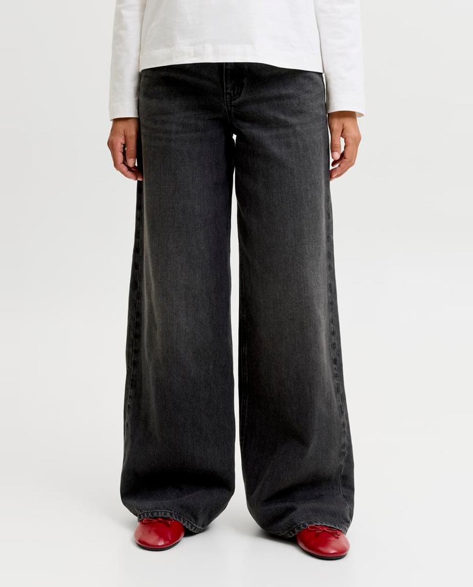 Jeans Oslo Largas com Cintura Média Preto-2