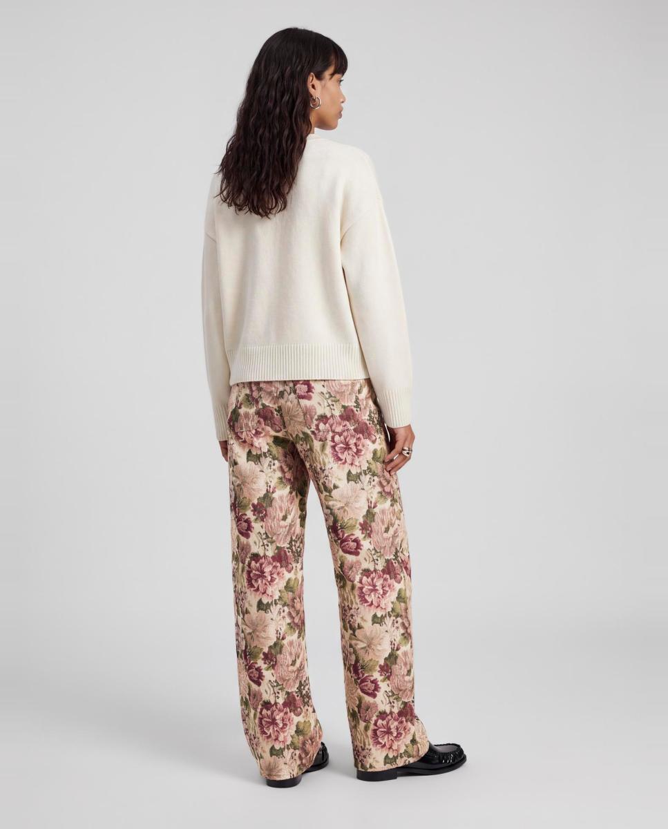 Pantalón de mujer wide leg tejido jacquard - Jack & Jones - Rosa claro Rosa claro-2