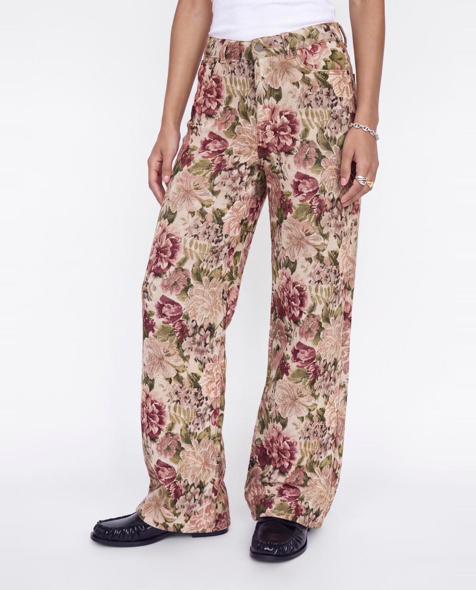 Pantalón de mujer wide leg tejido jacquard - Jack & Jones - Rosa claro Rosa claro-4