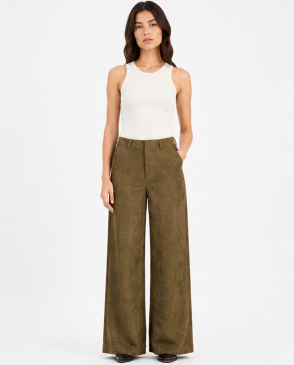Imagen 0 de Pantalón de mujer largo y acampanado Kaki