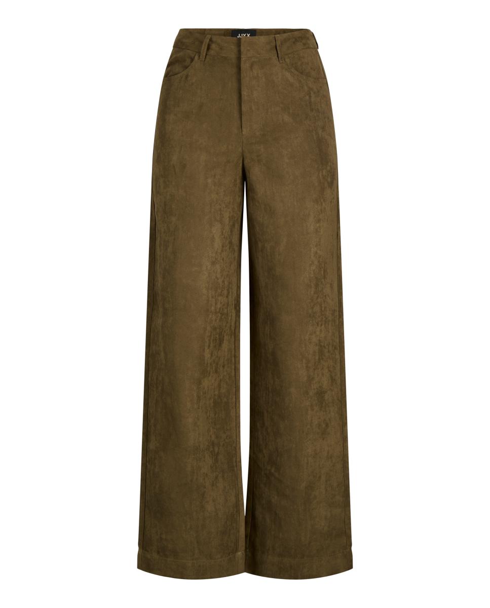 Pantalón de mujer recto de antelina - Jack & Jones - Kaki Kaki-5