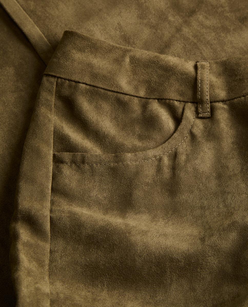 Pantalón de mujer recto de antelina - Jack & Jones - Kaki Kaki-7