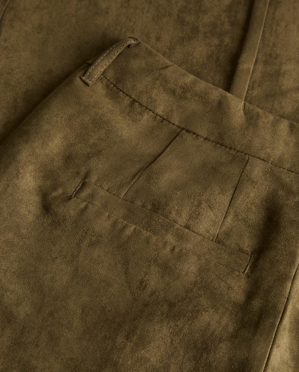 Pantalón de mujer recto de antelina - Jack & Jones - Kaki Kaki-8