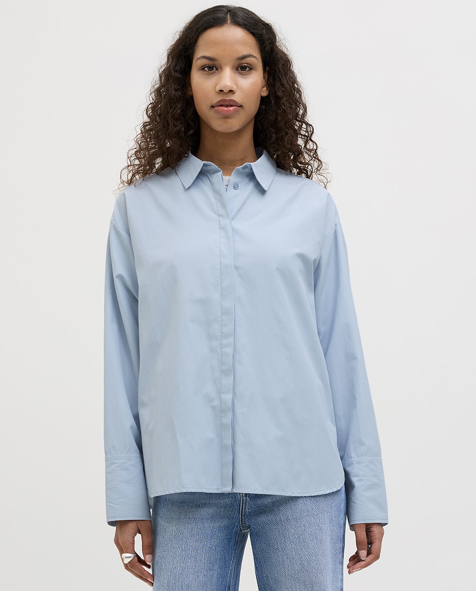 Camisa de popelín de mujer - Jack & Jones - Azul claro Azul claro-1
