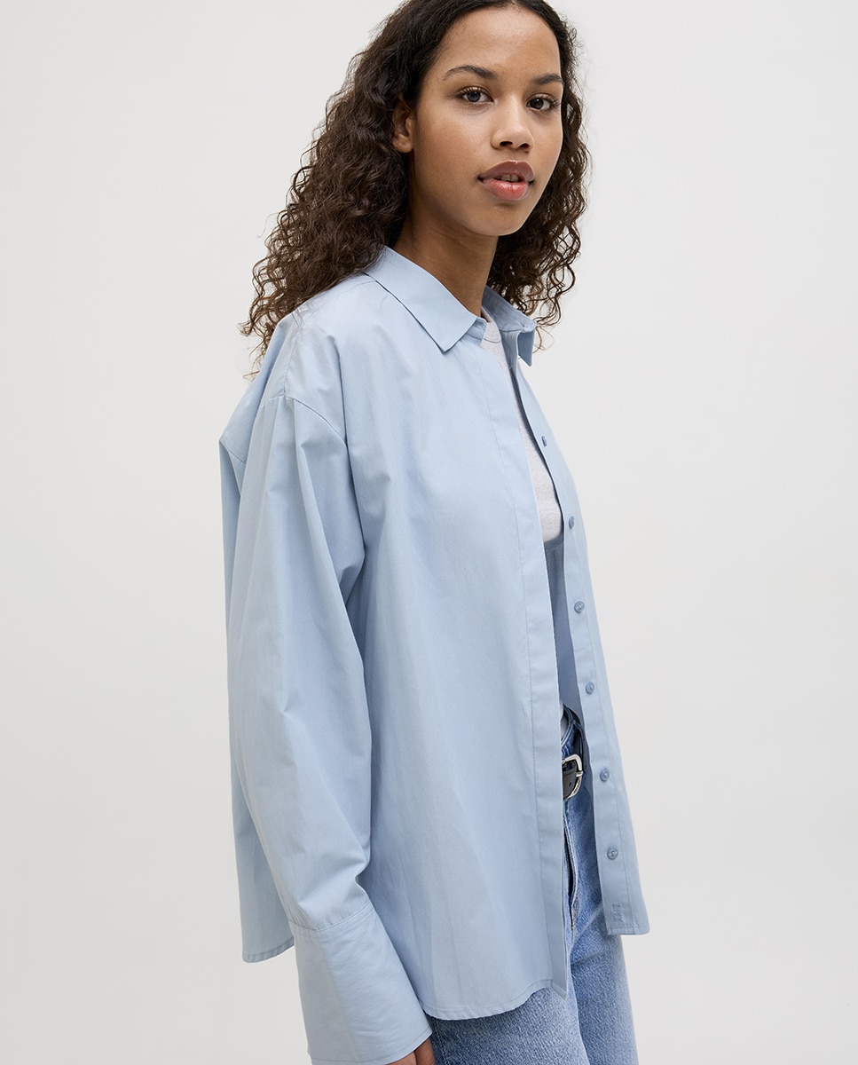 Camisa de popelín de mujer - Jack & Jones - Azul claro Azul claro-3