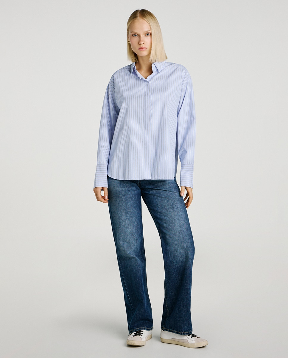 Camisa de popelín de mujer - Jack & Jones - Azul Azul-2