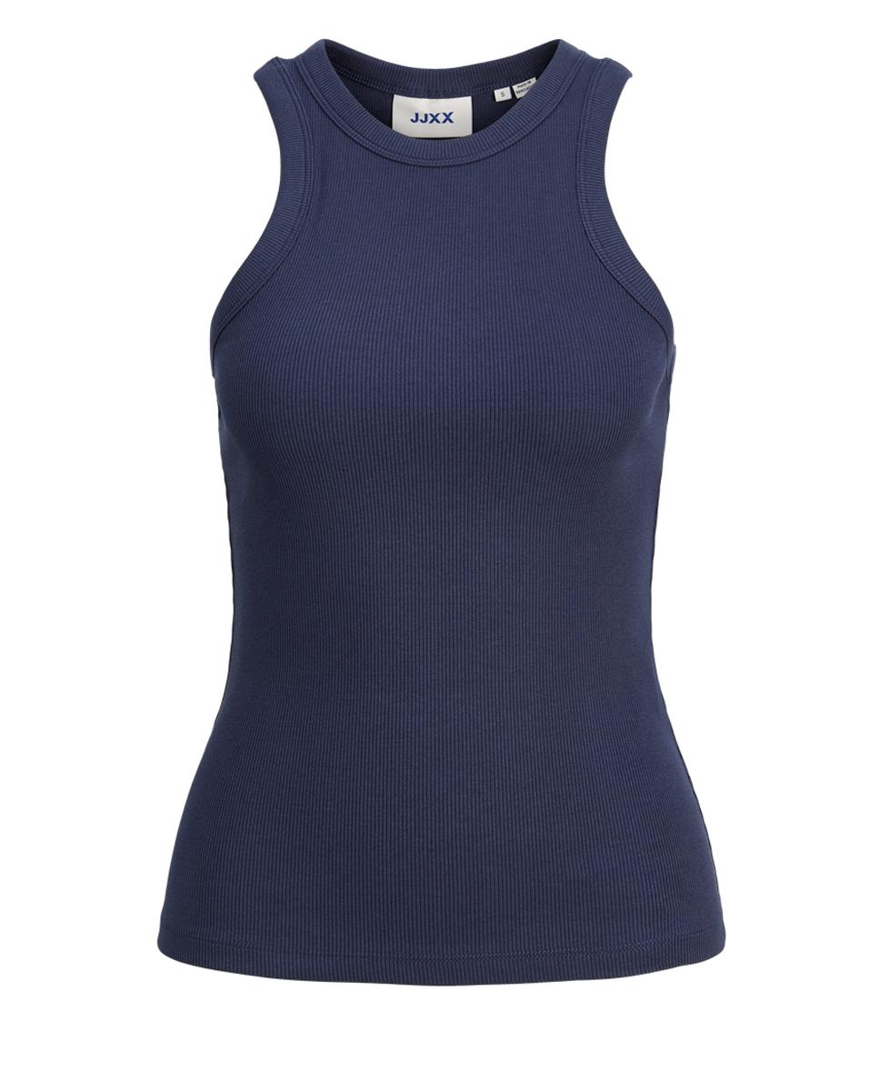Top Canelado com Gola Halter Azul-marinho-5
