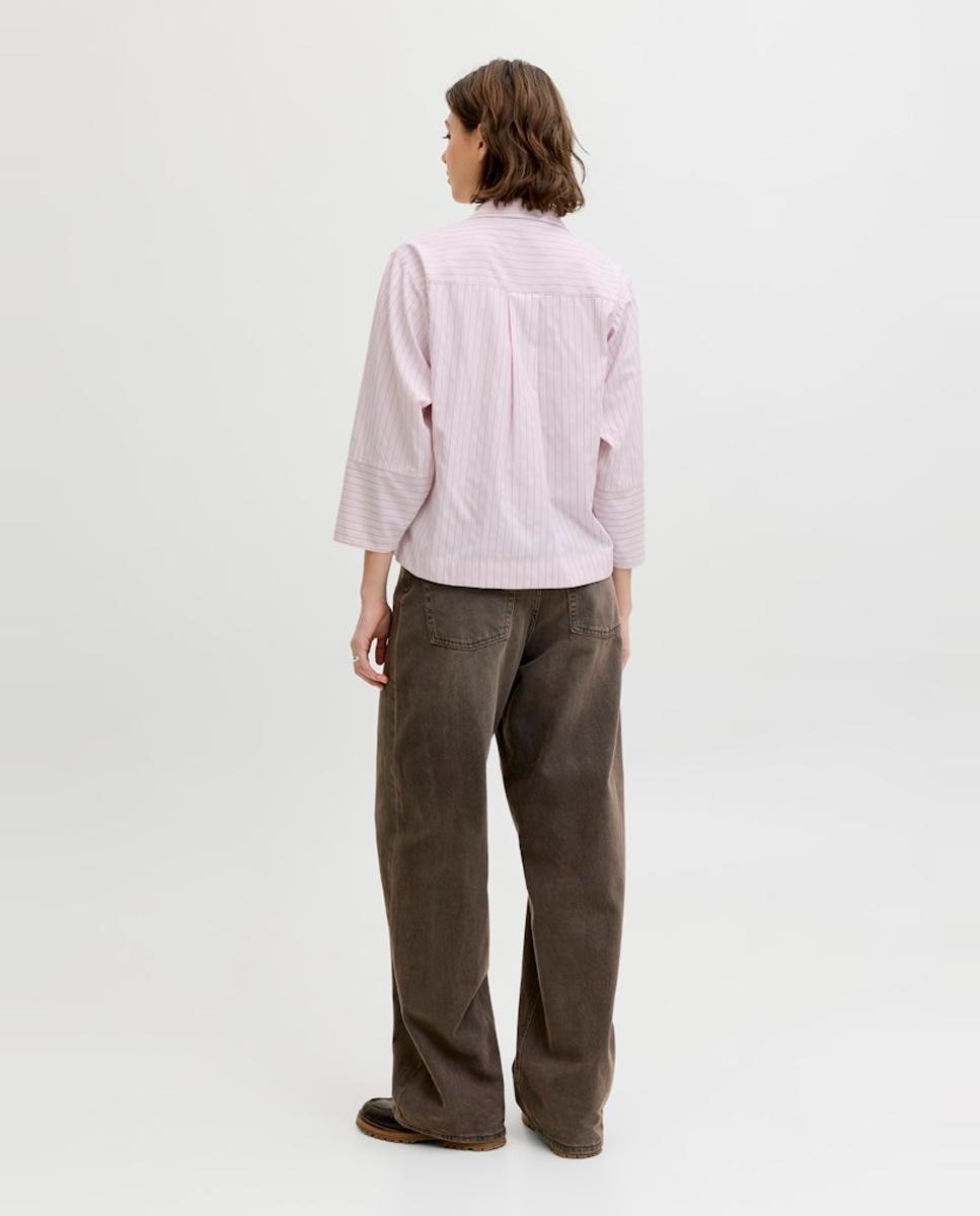 Blusa de Popelina com Decote em Bico Rosa-2