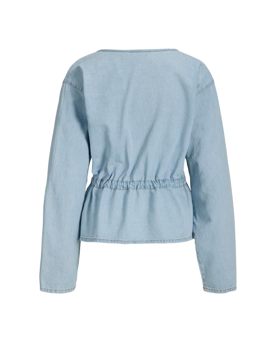 Camisa de Ganga com Laços Azul-claro-6