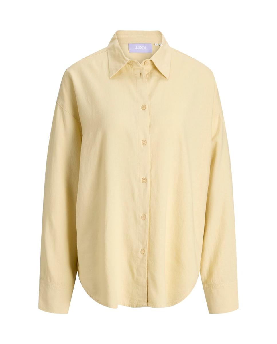 Camisa Oversize de Linho Amarelo-5