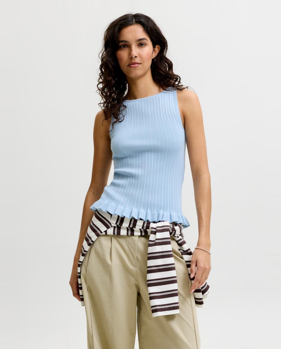 Jack &amp; Jones - Top de mujer sin mangas de punto acanalado.