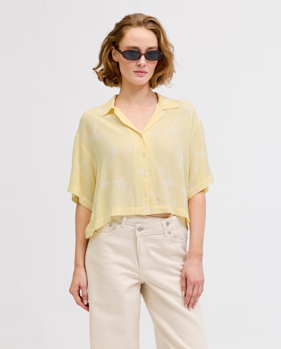 Jack & Jones - Camisa de mujer manga corta con cuello resort.