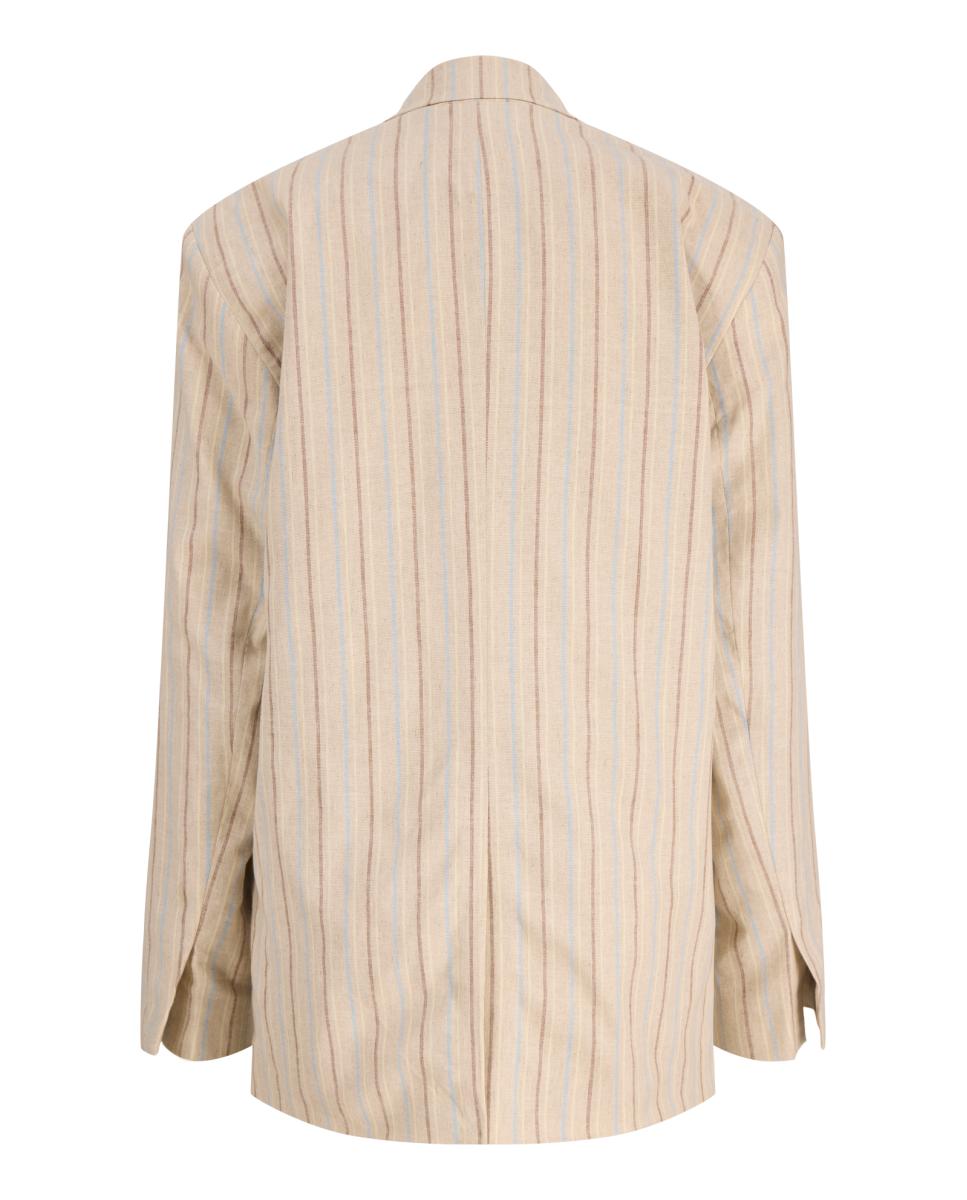 Blazer Oversize com Gola de Lapela Bege-2
