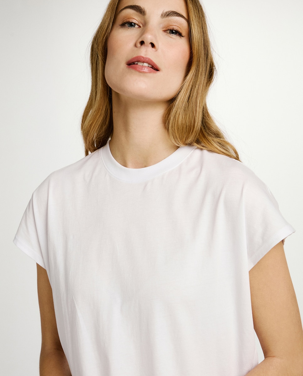 T-shirt oversize com manga curta Branco-2