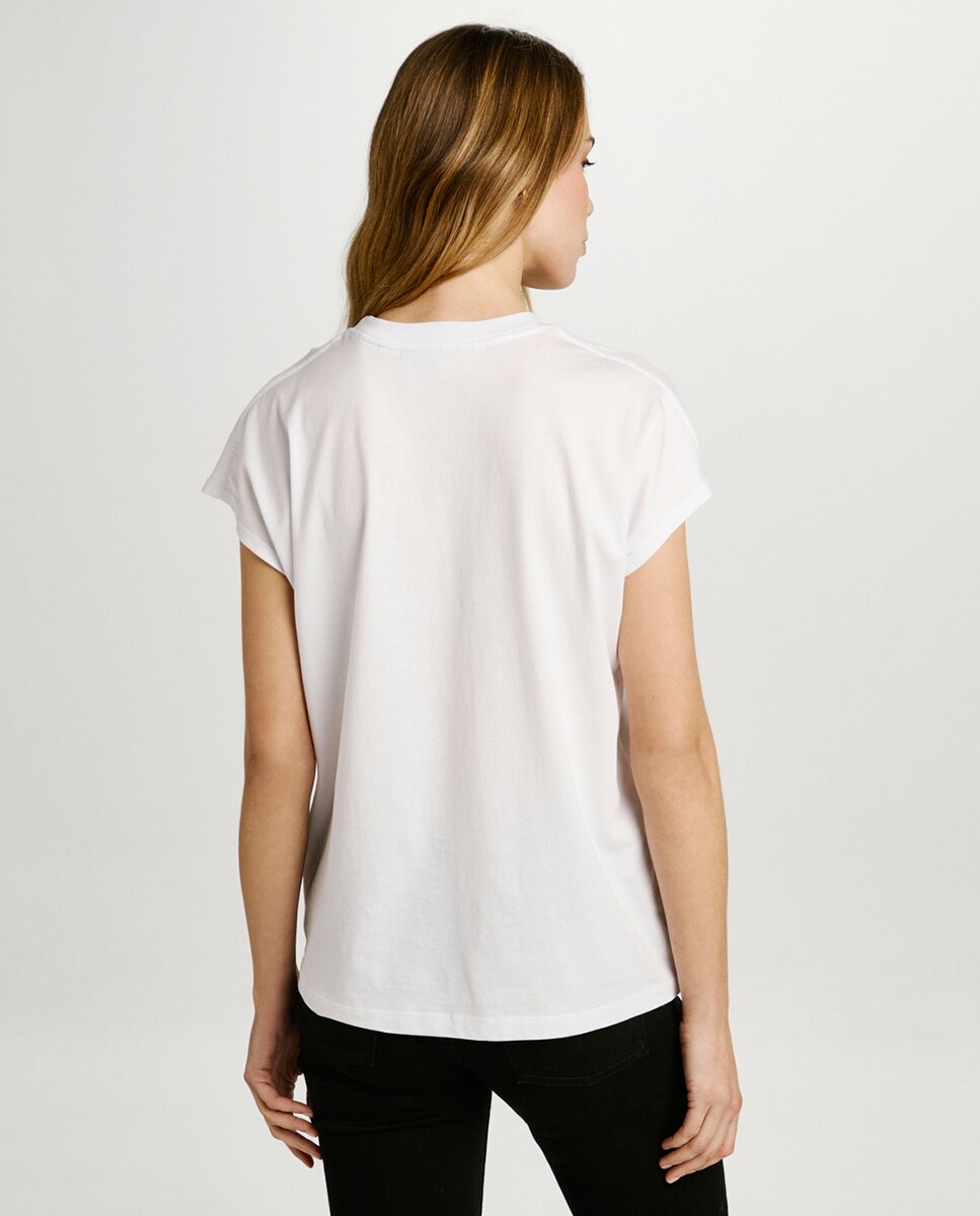 T-shirt oversize com manga curta Branco-3