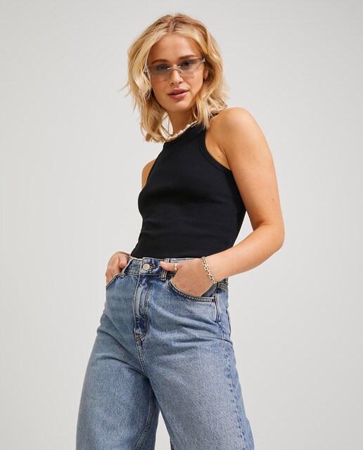 Imagen 0 de Top rib cuello halter de mujer