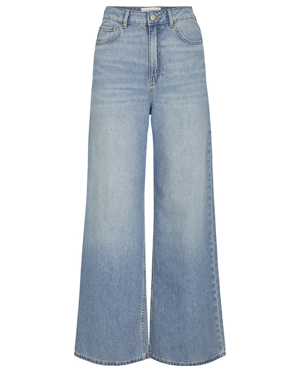 Jeans wide leg com cintura subida Azul-claro-6