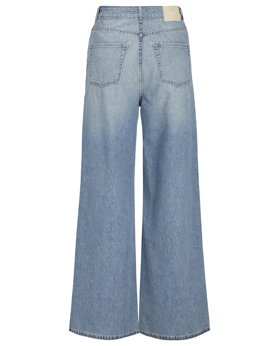 Jeans wide leg com cintura subida Azul-claro-7