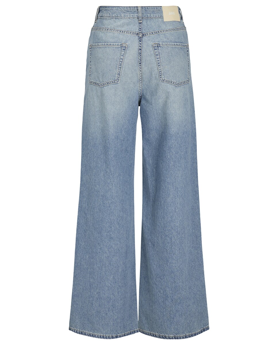 Jeans wide leg com cintura subida Azul-claro-7