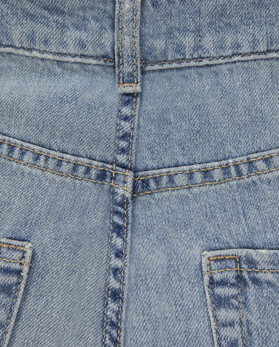 Jeans wide leg com cintura subida Azul-claro-8