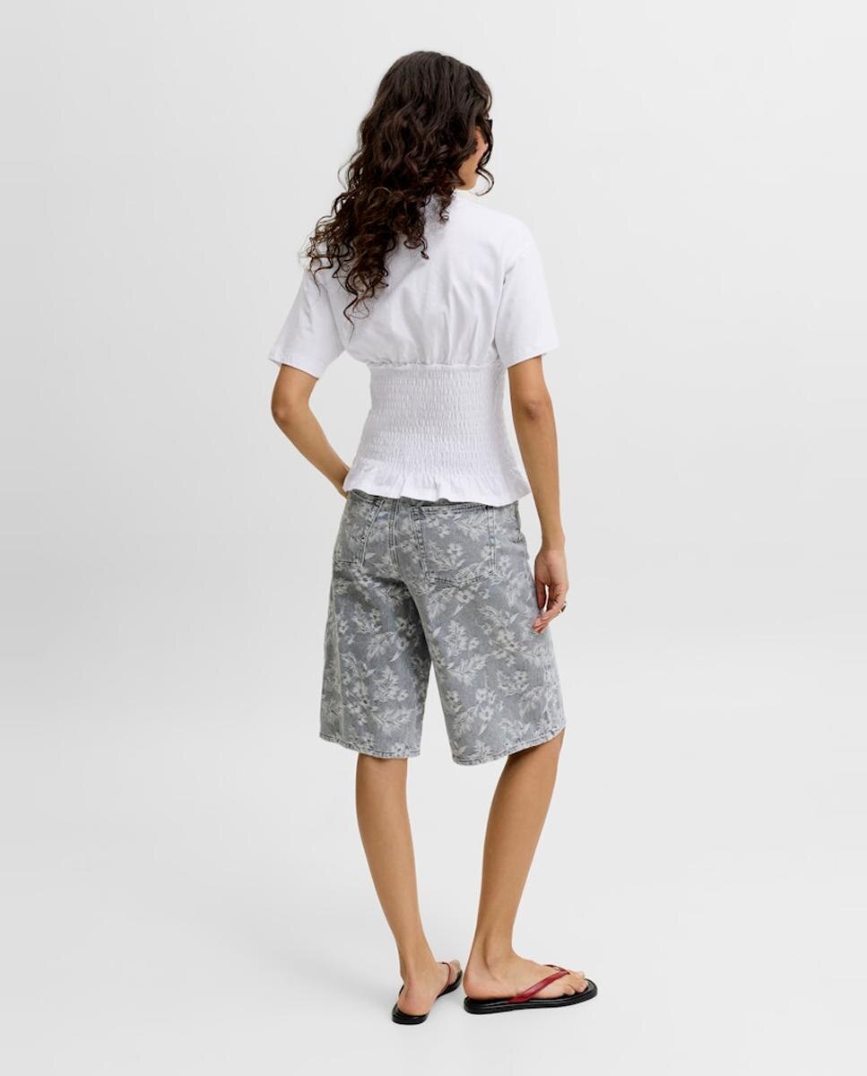 Camiseta de mujer manga corta con detalle fruncido - Jack & Jones - Blanco Blanco-2