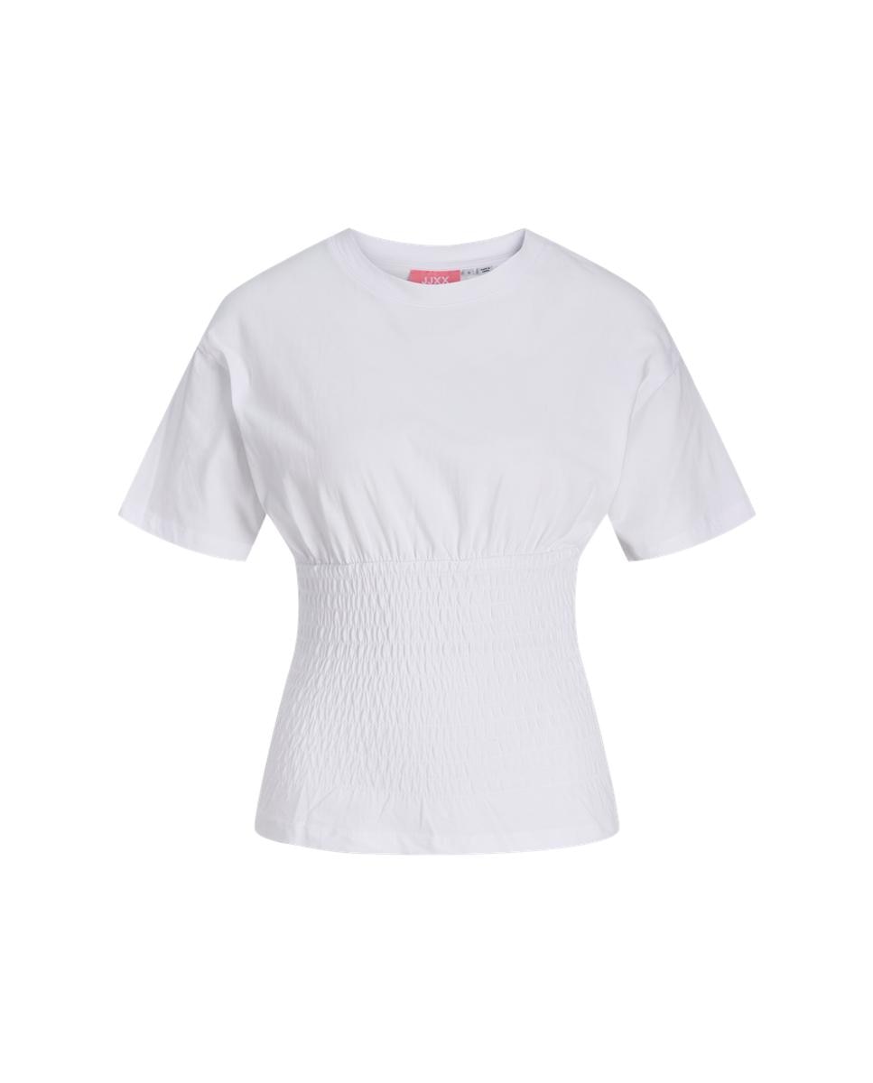 Camiseta de mujer manga corta con detalle fruncido - Jack & Jones - Blanco Blanco-5