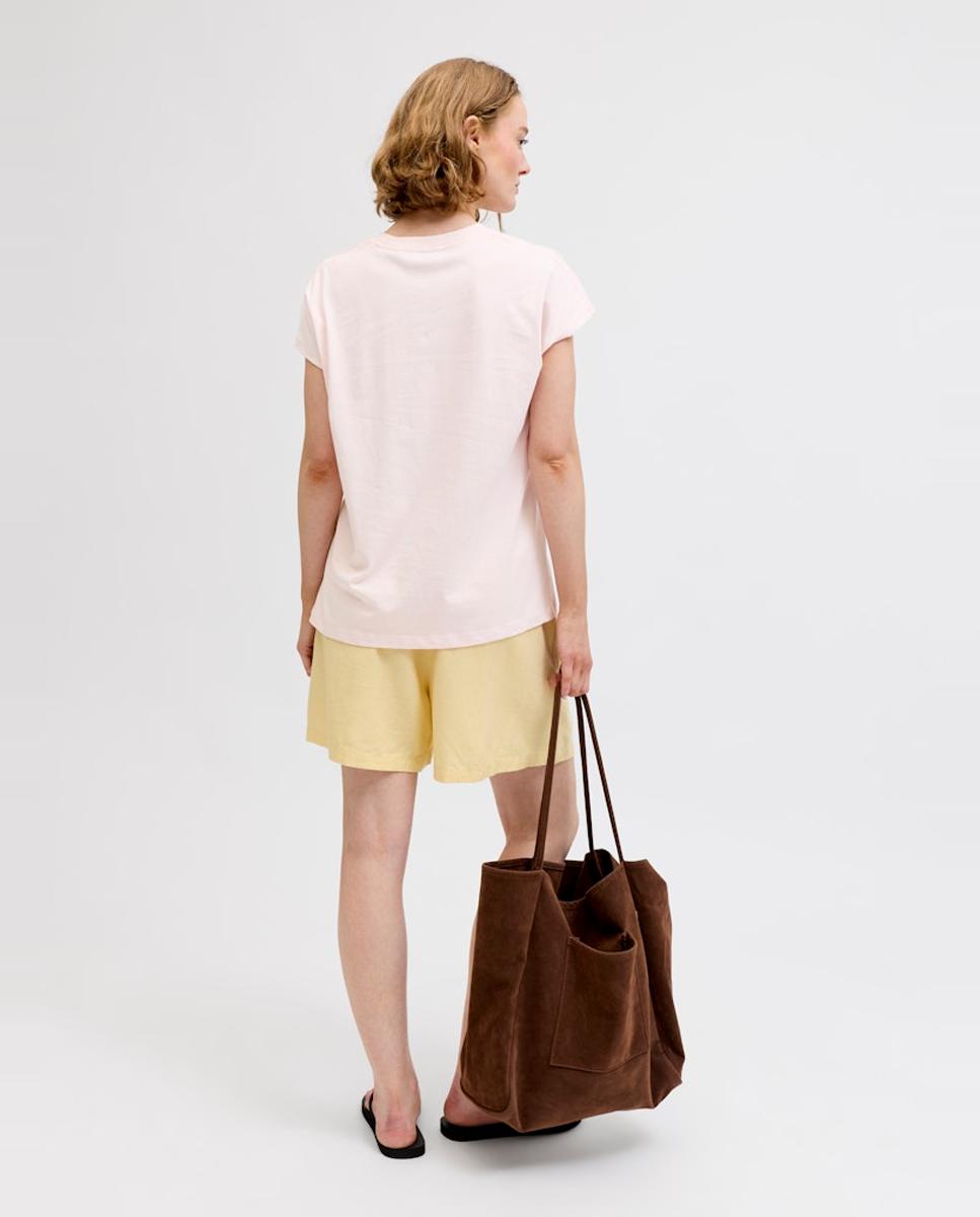 T-shirt estampada de mulher com manga curta Rosa-3