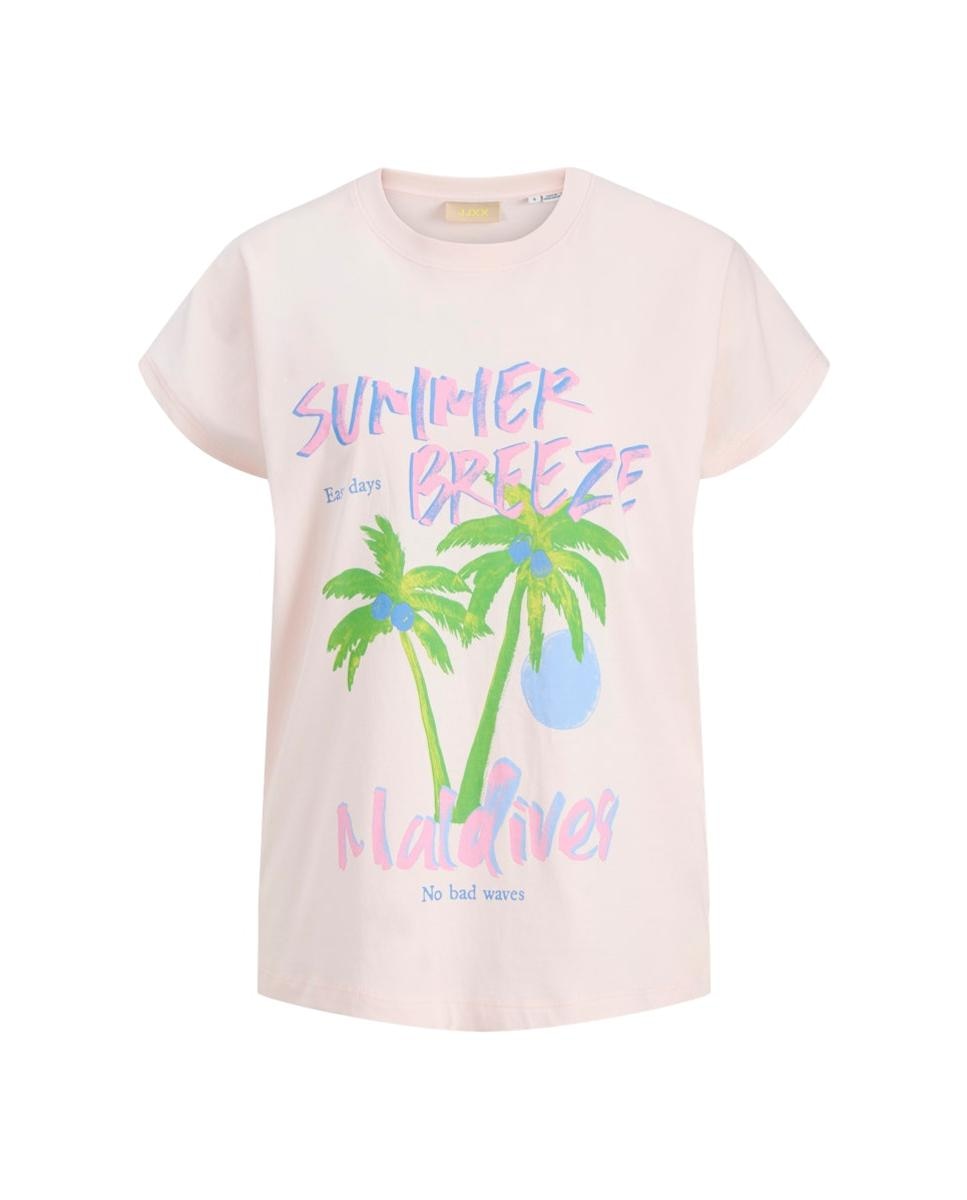 T-shirt estampada de mulher com manga curta Rosa-5