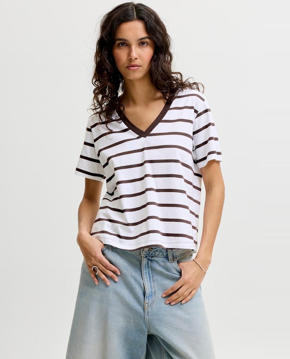 Jack & Jones - Camiseta de rayas manga corta de mujer.