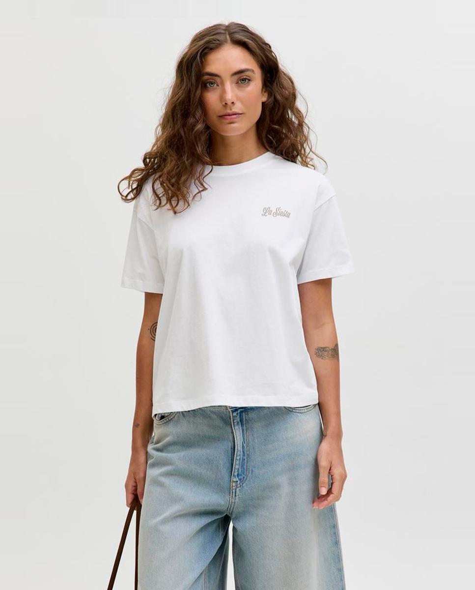Camiseta de mujer manga corta con back print - Jack & Jones - Blanco Blanco-1