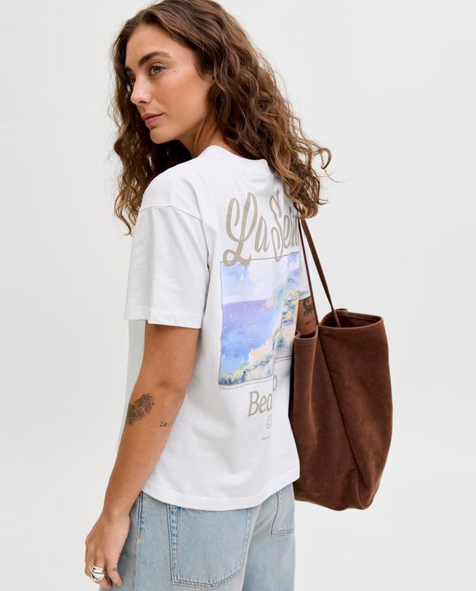Camiseta de mujer manga corta con back print - Jack & Jones - Blanco Blanco-3