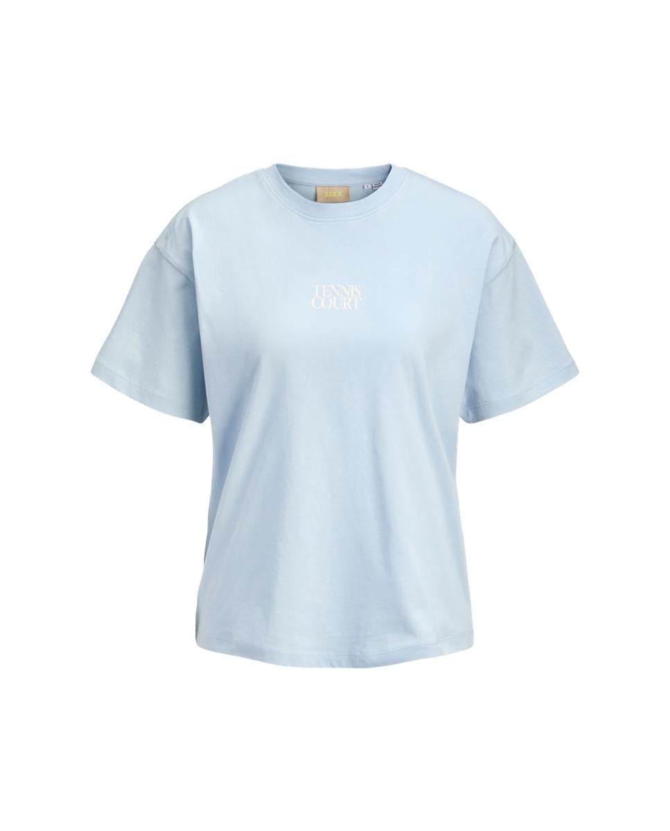 T-shirt de Manga Curta com Estampado Traseiro Azul-claro-4