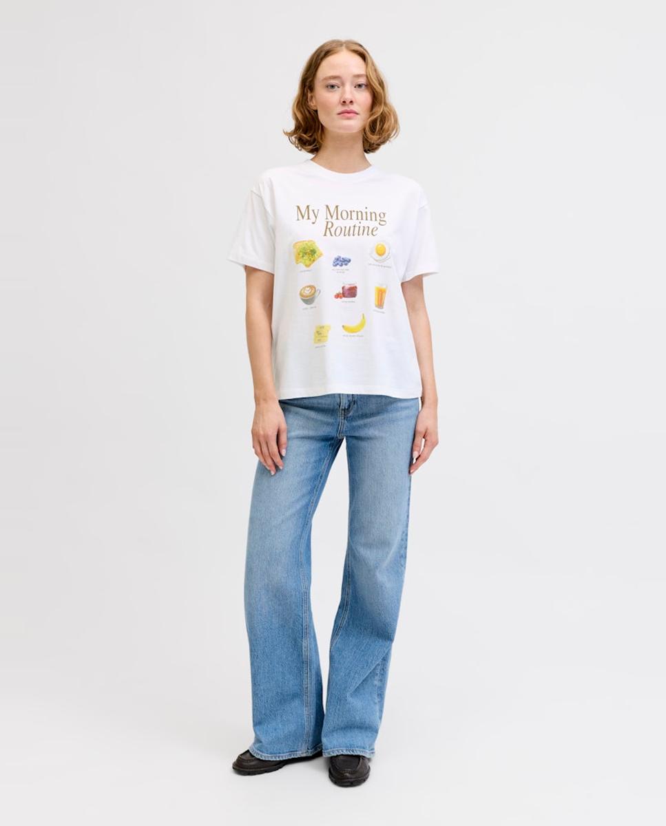 T-shirt de Manga Curta com Estampado à Frente Branco-3
