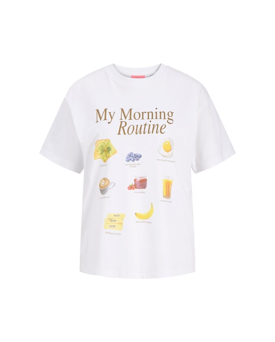 T-shirt de Manga Curta com Estampado à Frente Branco-5