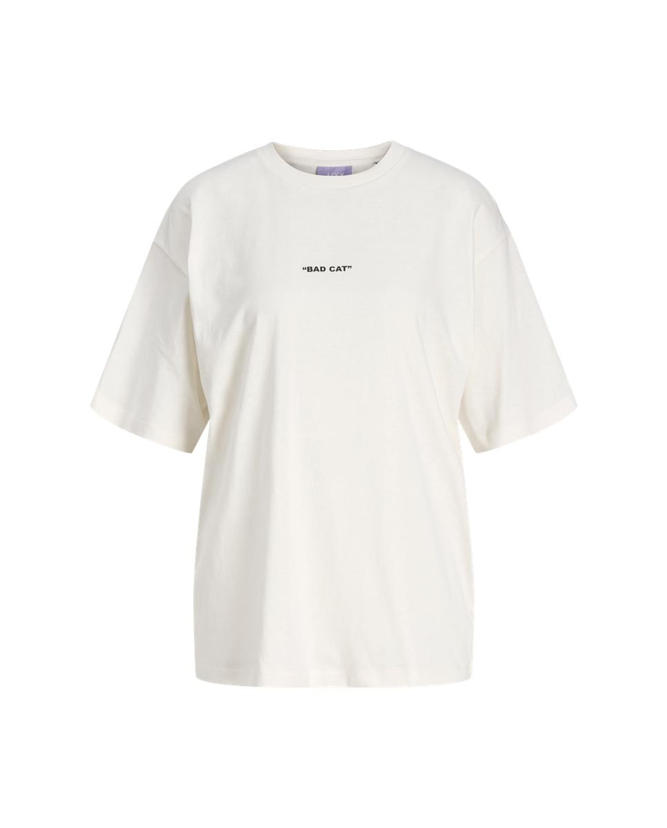 T-shirt de Manga Curta com Estampado Traseiro Creme-4