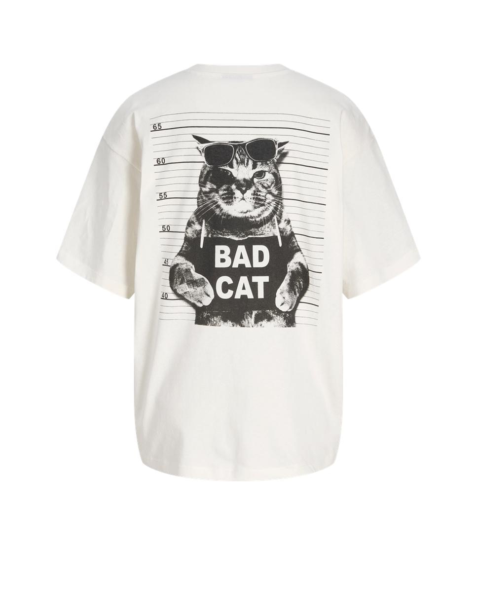 T-shirt de Manga Curta com Estampado Traseiro Creme-5