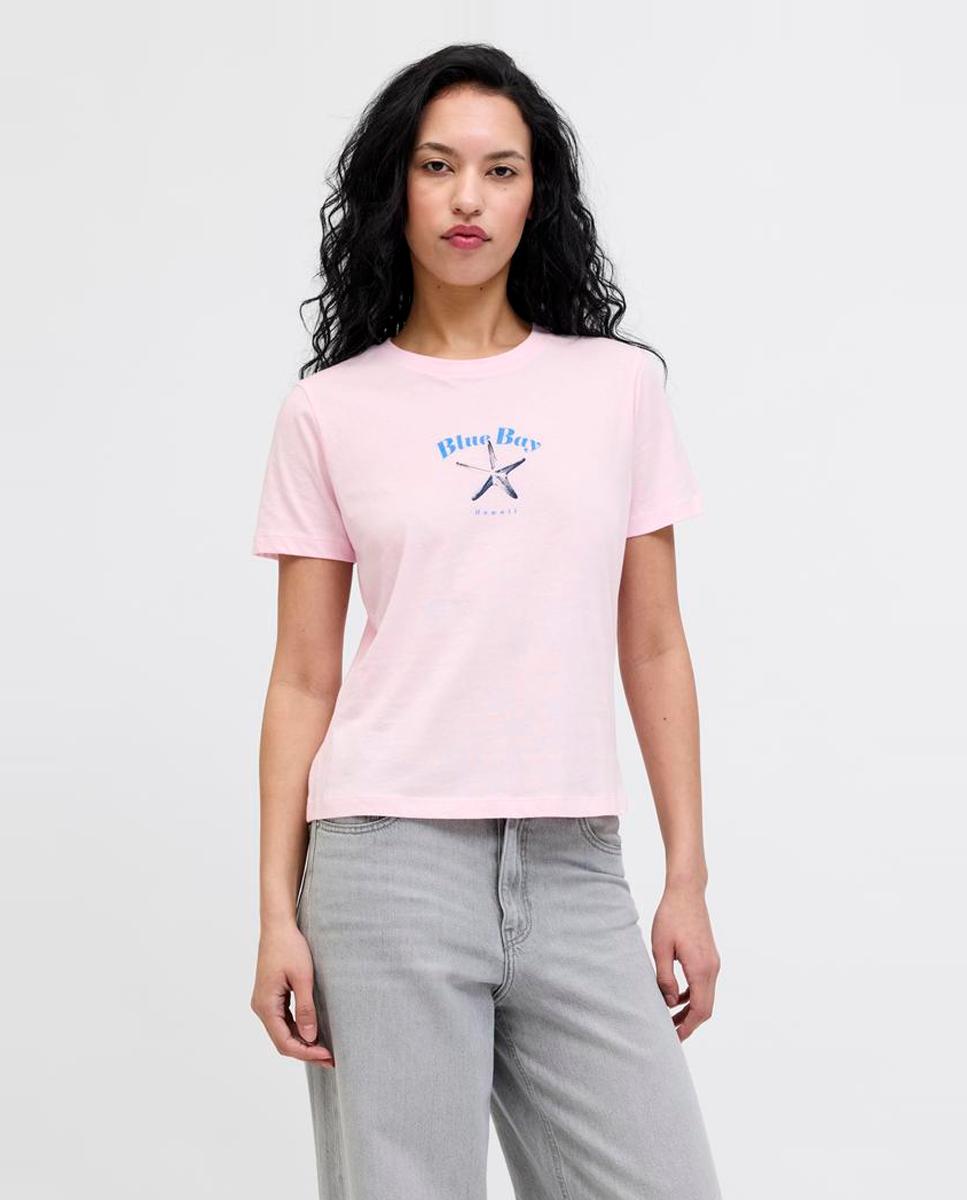 T-shirt de mulher com manga curta Rosa-1