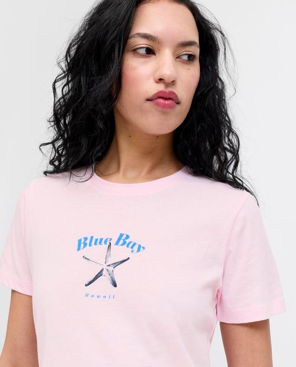 T-shirt de mulher com manga curta Rosa-3