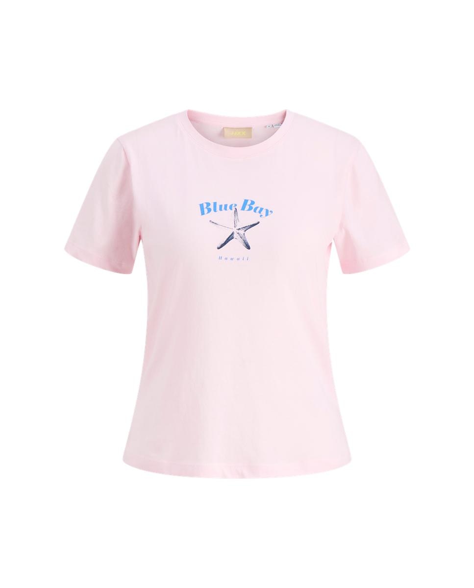 T-shirt de mulher com manga curta Rosa-4