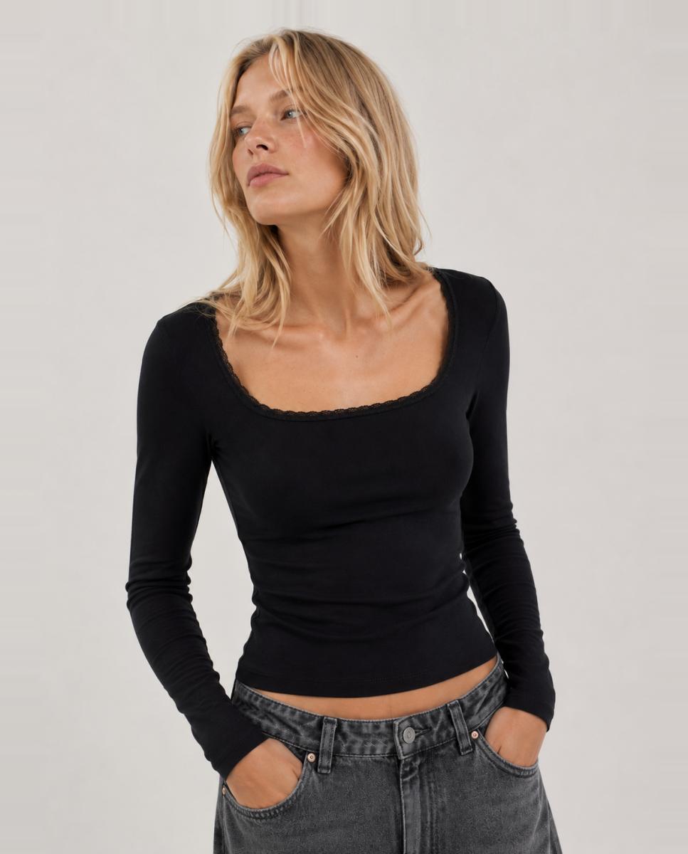 Camiseta de mujer manga larga - Jack & Jones - Negro Negro-1