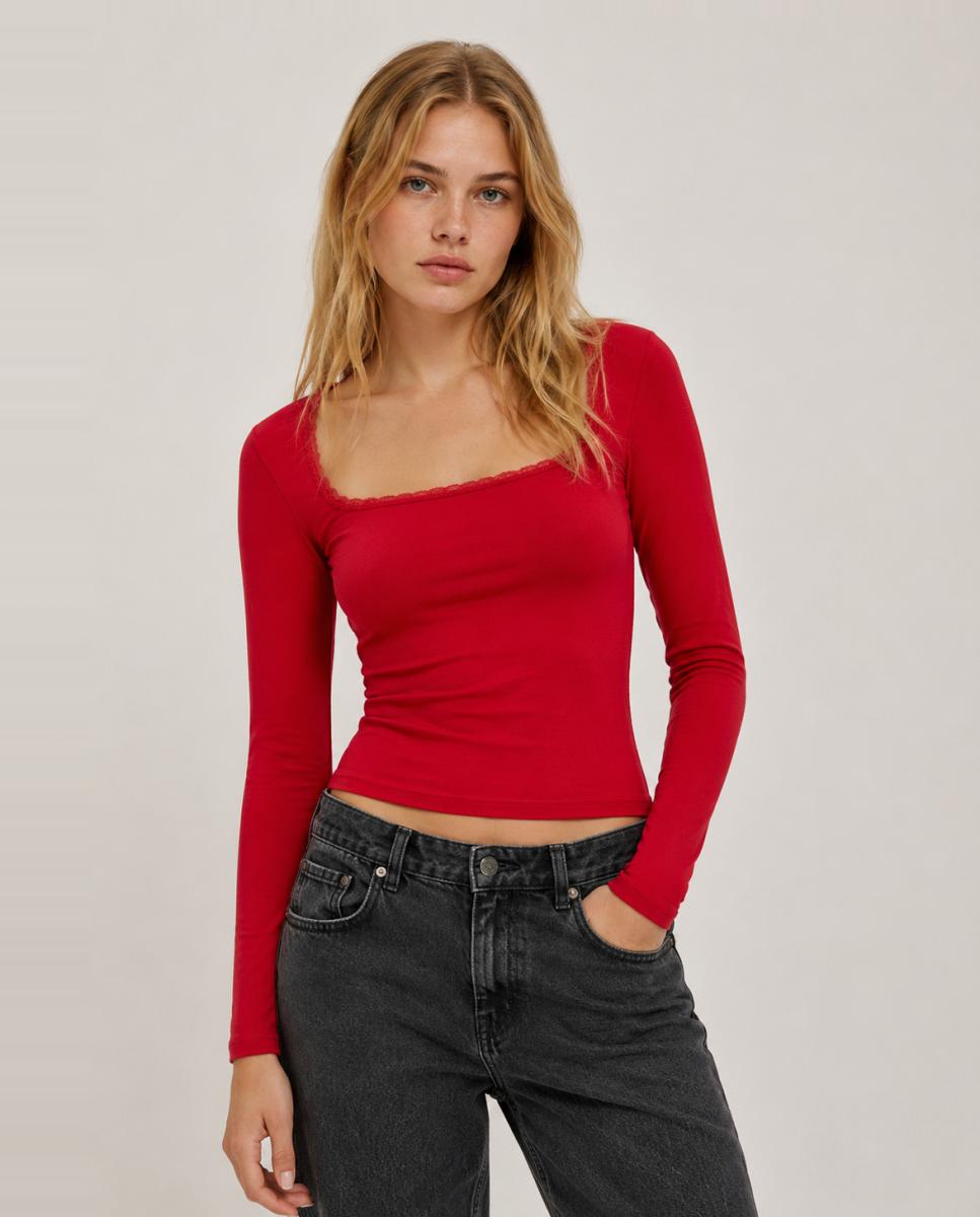 Camiseta de mujer manga larga - Jack & Jones - Burdeos Burdeos-1