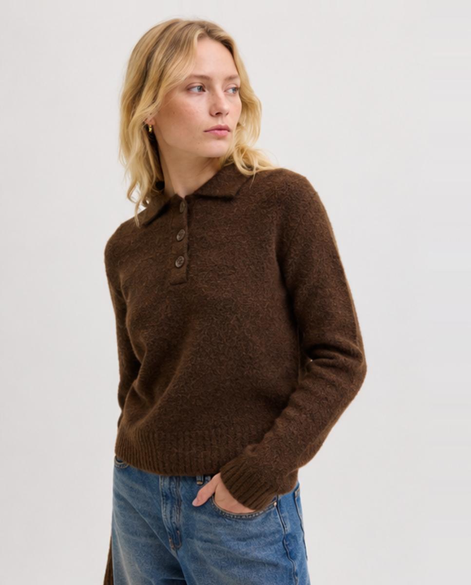 Jersey de mujer cuello polo - Jack & Jones - Cuero Cuero-3