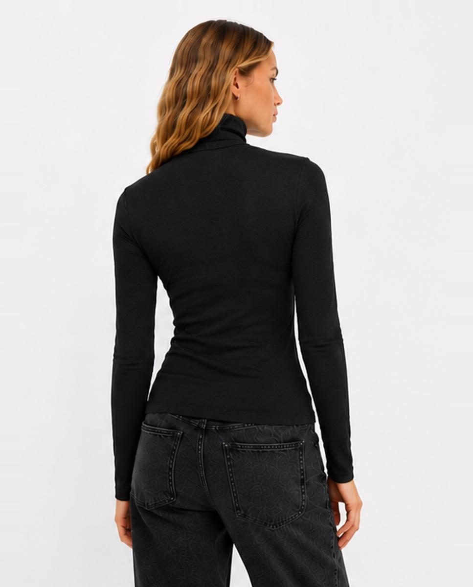 Camiseta de mujer manga larga y cuello alto - Jack & Jones - Negro Negro-2