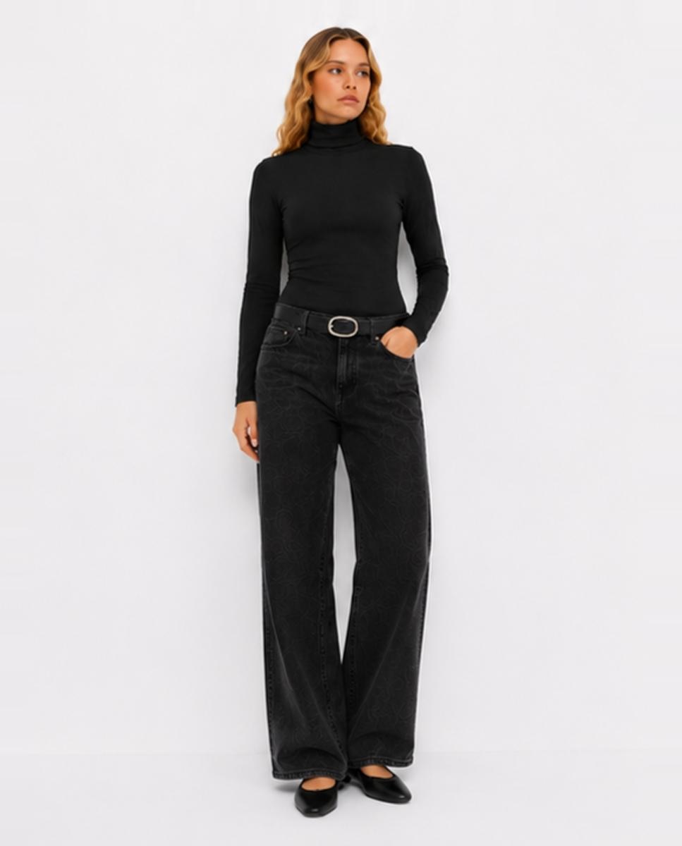 Camiseta de mujer manga larga y cuello alto - Jack & Jones - Negro Negro-3