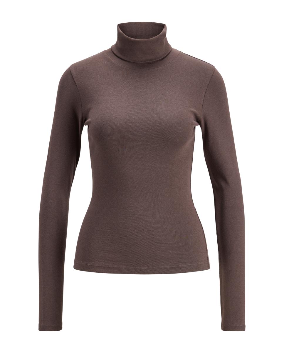 Camiseta de mujer manga larga y cuello alto - Jack & Jones - Marrón Marrón-5
