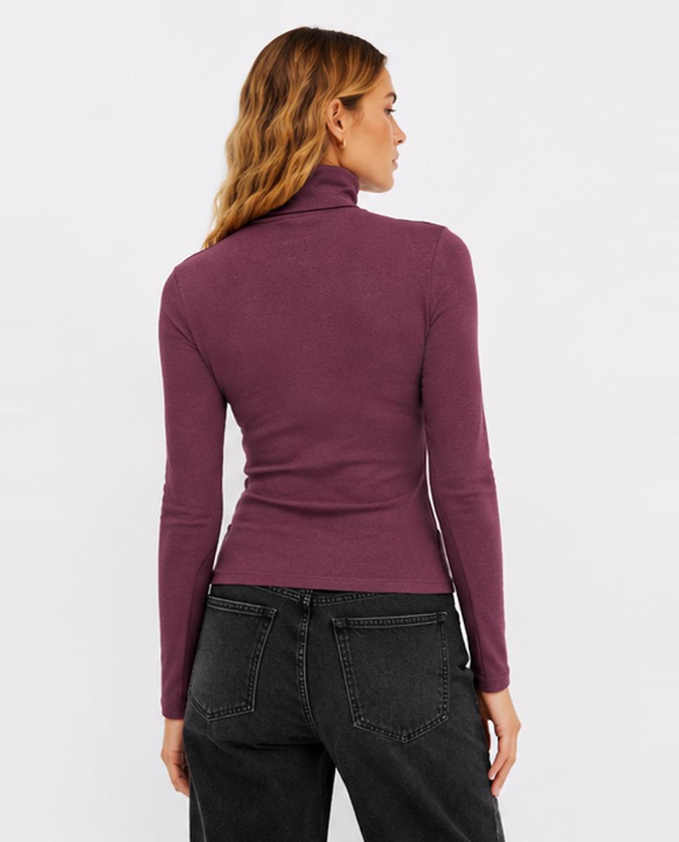 Camiseta de mujer manga larga y cuello alto - Jack & Jones - Burdeos Burdeos-2