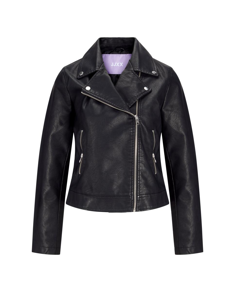 Blusão biker com efeito de pele Preto-5